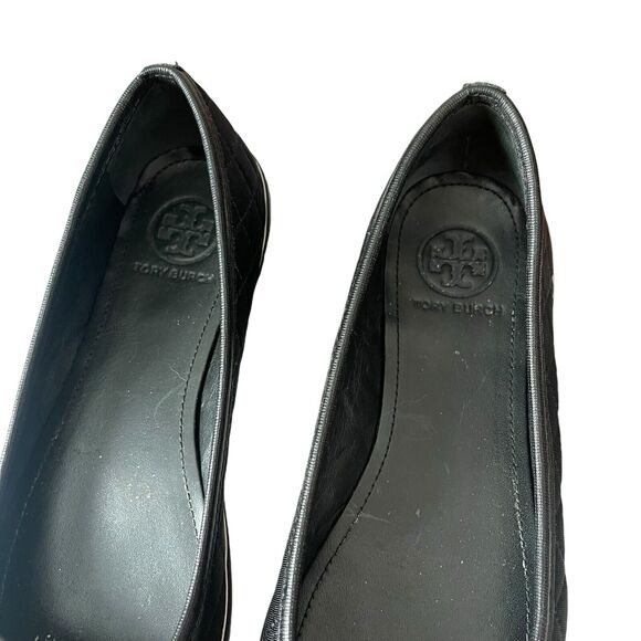 Tory Burch 7 Ballet Flats Black Quilted Bow Detail Comfort Casual Slip On - Picture 3 of 10